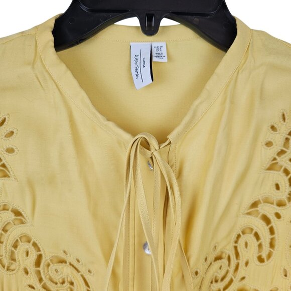 Boho Western Cowgirl Romantic VTG Inspo Eyelet Lace Top Yellow & Other Stories 6 - Picture 13 of 15